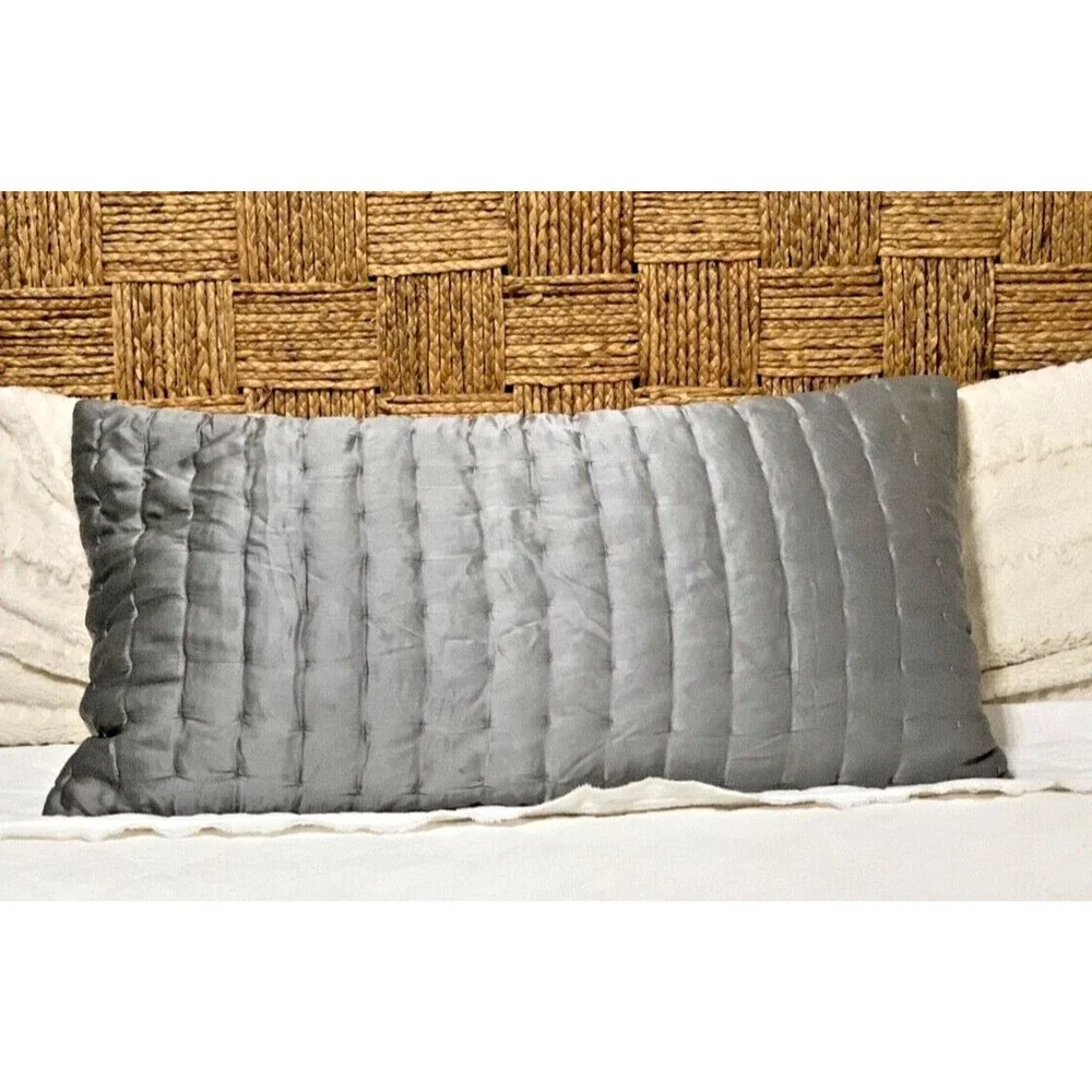Portico Quilted Euro Sham Slate Gray Silk Blend 26